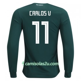 Camisolas de Futebol México Carlos V 11 Equipamento Principal Copa do Mundo 2018 Manga Comprida
